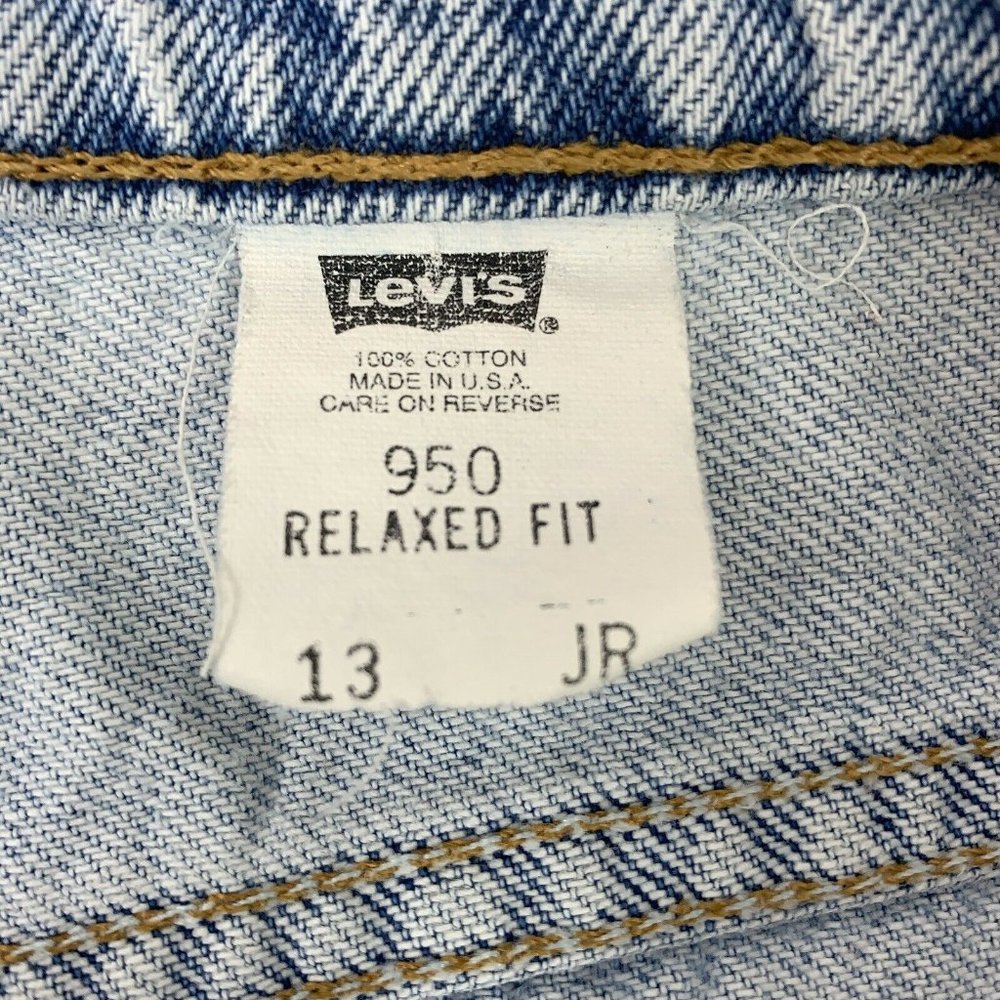 Vtg Levis Rare White Tab 950 Jean Shorts Jr Sz 13 - Picture 6 of 12